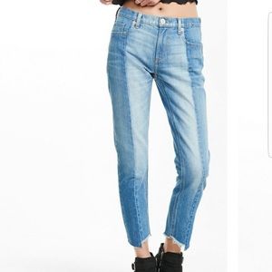 Express NWT raw hem mixed denim jeans